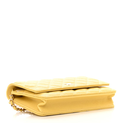 Chanel Caviar Quilted Tiny CC Wallet On Chain WOC Yellow 4 of 13