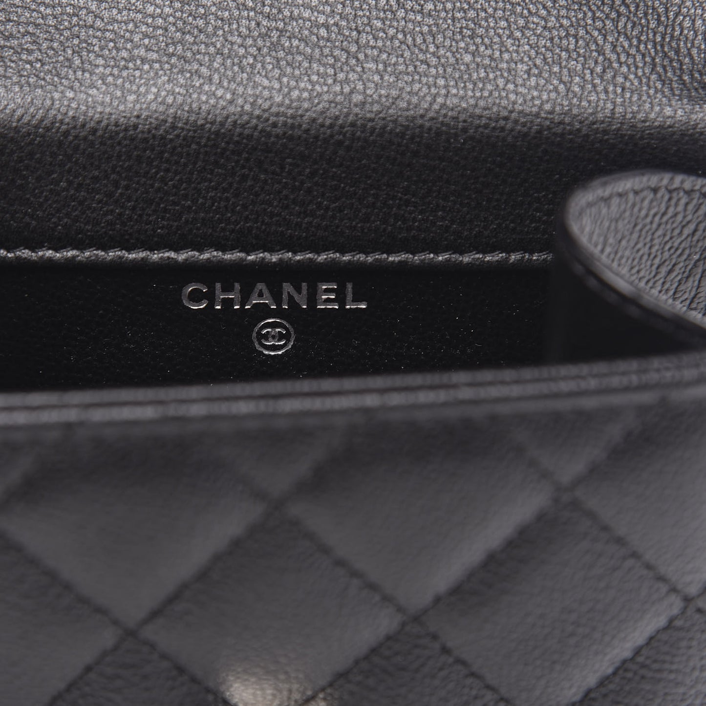 Grained Calfskin Quilted CC Box Clutch With Chain Black