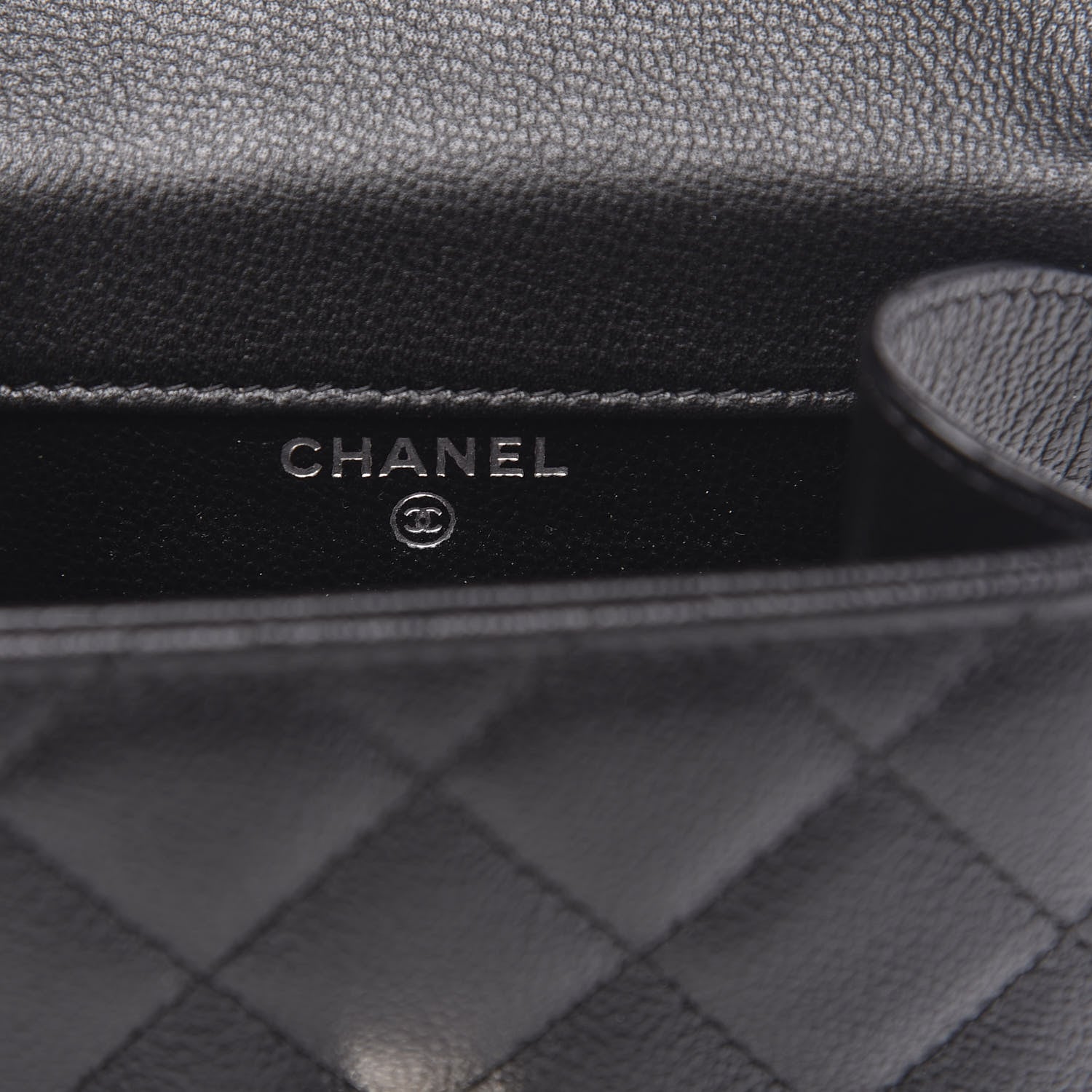 Chanel Grained Calfskin Quilted CC Box Clutch With Chain Black 6 of 12