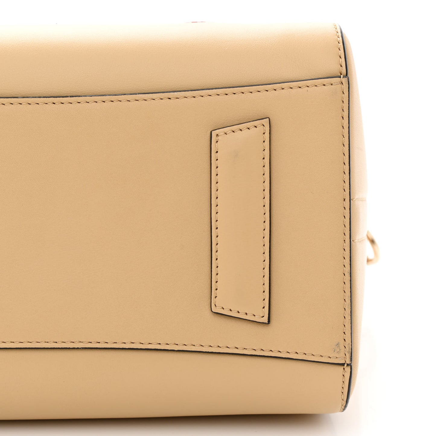 Calfskin Embroidered Logo Small Antigona Beige Camel