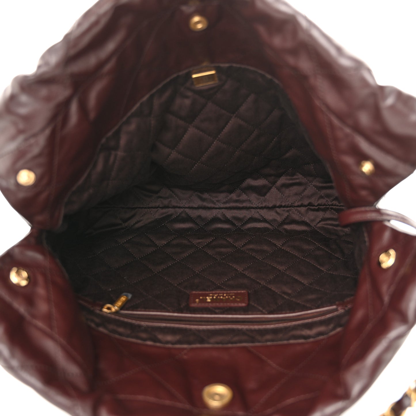 Shiny Calfskin Quilted Small Chanel 22 Dark Brown