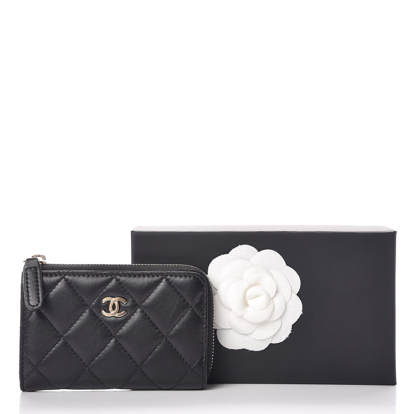Lambskin Quilted Key Holder Case Black
