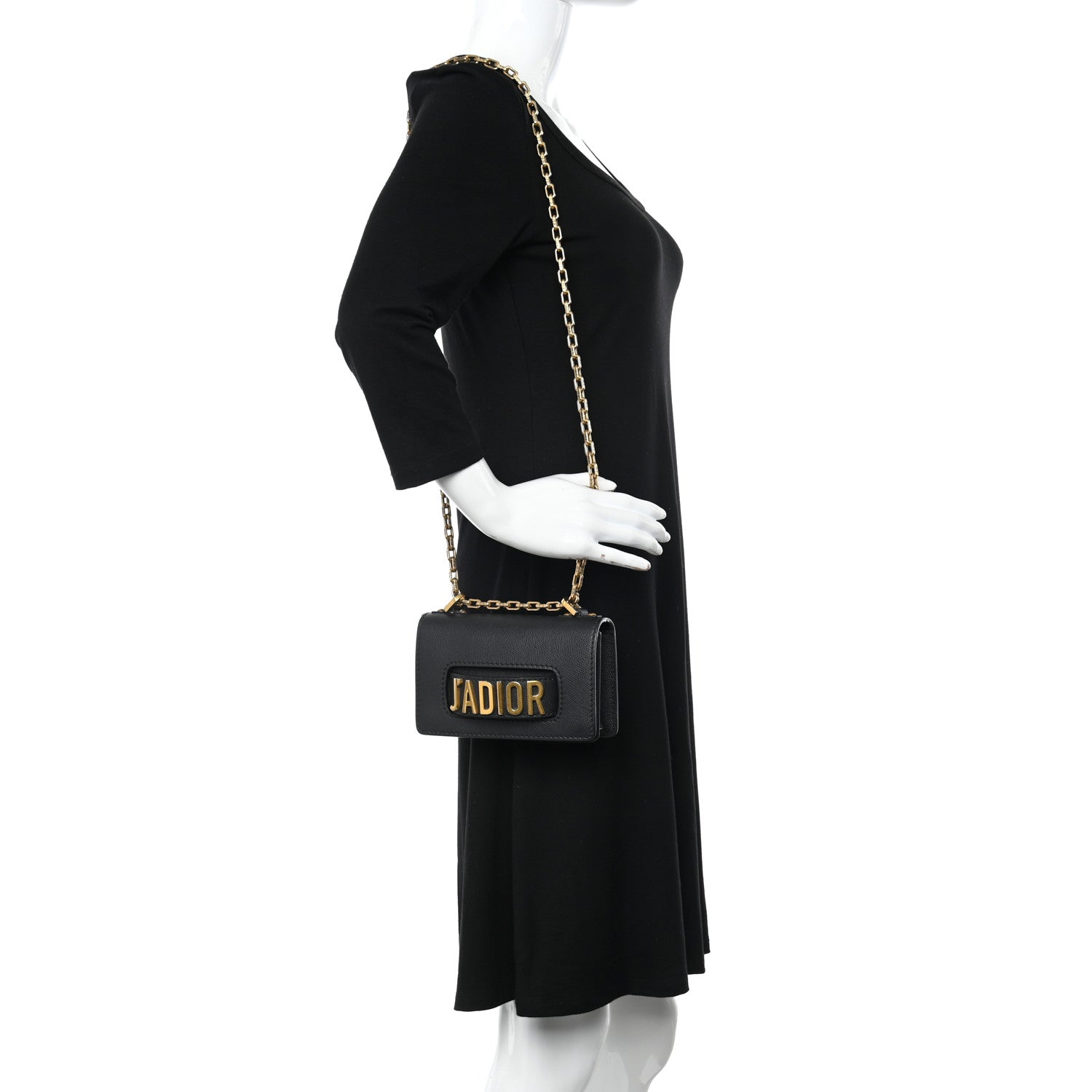 Christian Dior Grained Calfskin Mini J'Adior Chain Flap Bag Black 2 of 15