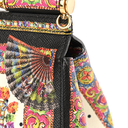 Dolce & Gabbana Dauphine Fan Foulard Medium Miss Sicily Satchel Black Multicolor 10 of 17