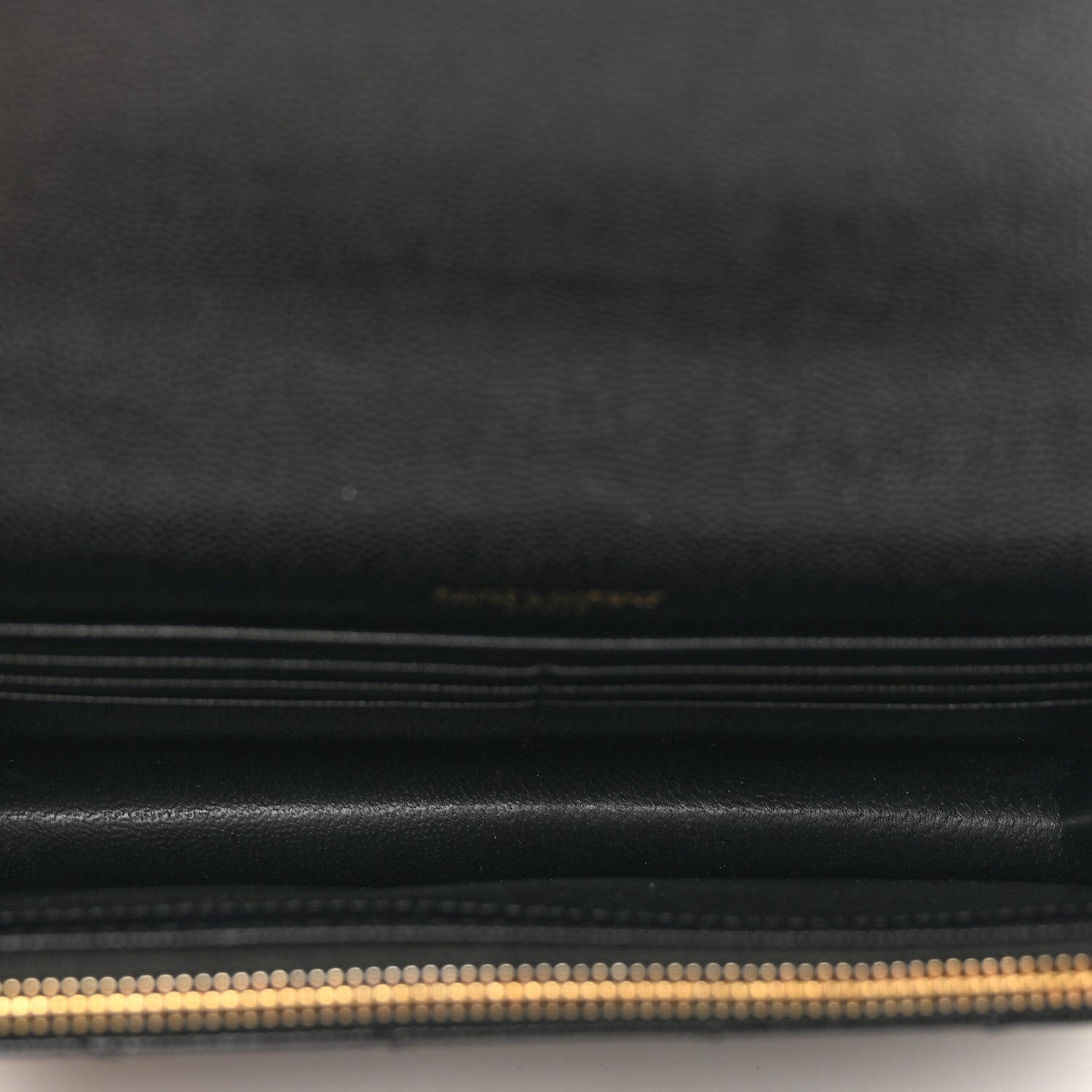 Saint Laurent Grain De Poudre Matelasse Chevron Monogram Envelope Chain Wallet Black 6 of 9
