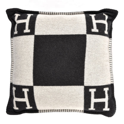 Hermes Wool Cashmere Avalon Pillow PM Ecru Gris Fonce 1 of 3