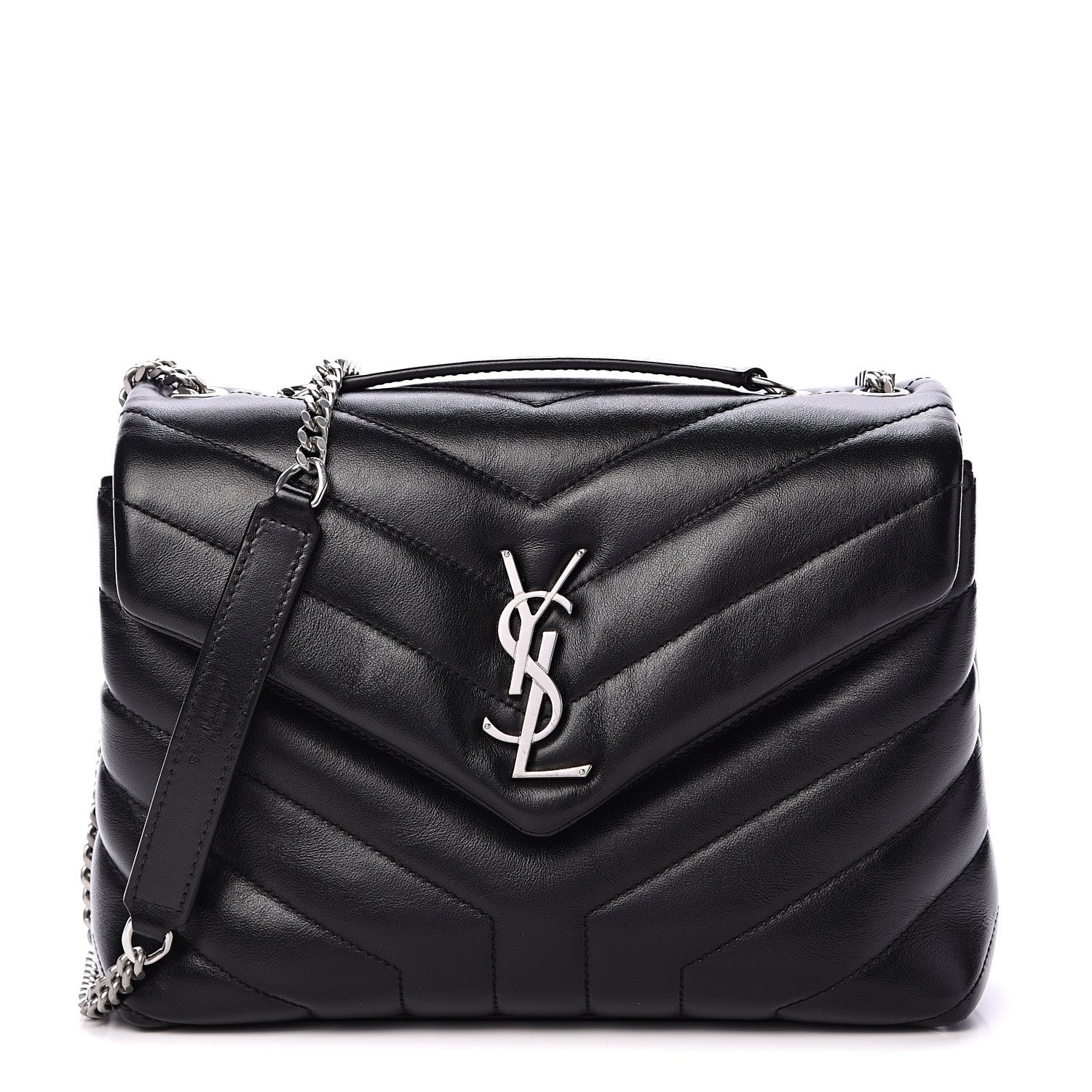 Saint Laurent Calfskin Y Quilted Monogram Small Loulou Chain Satchel Black 1 of 9
