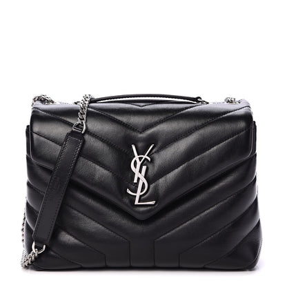 Saint Laurent Calfskin Y Quilted Monogram Small Loulou Chain Satchel Black 1 of 9