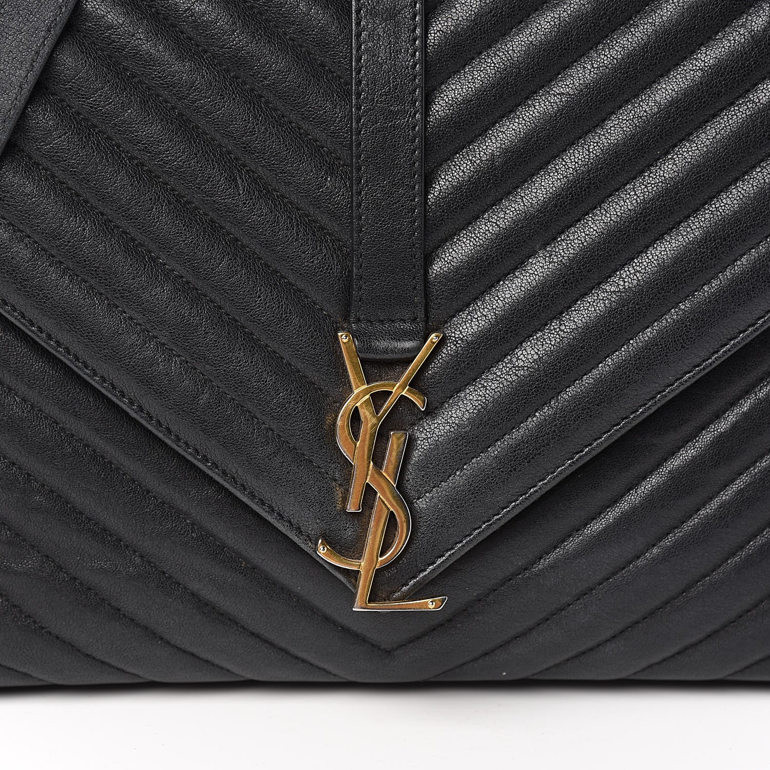 Saint Laurent Sheepskin Matelasse Chevron Monogram Large College Satchel Black 15 of 15