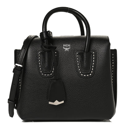 MCM Grained Calfskin Studded Mini Milla Tote Black 1 of 9