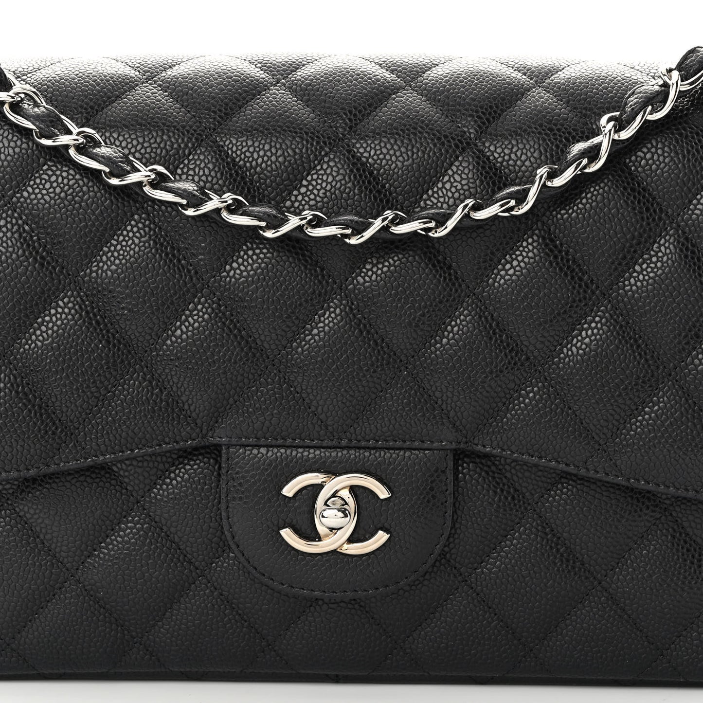 Caviar Quilted Jumbo Double Flap Black