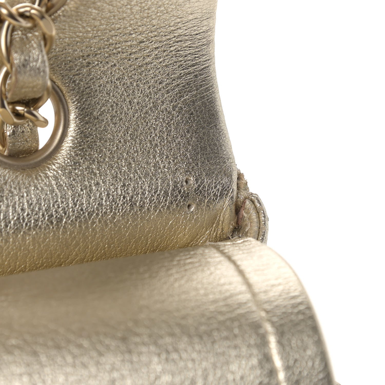 Chanel Metallic Lambskin Perforated Medium Double Flap Gold 11 of 12