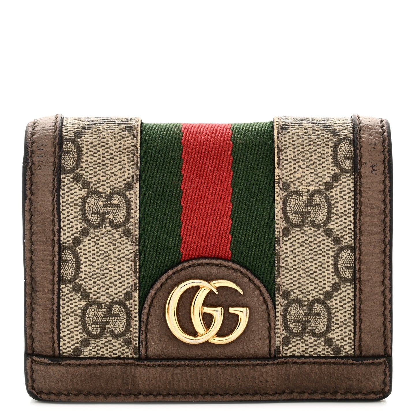 GG Supreme Monogram Web Ophidia Card Case Beige New Acero