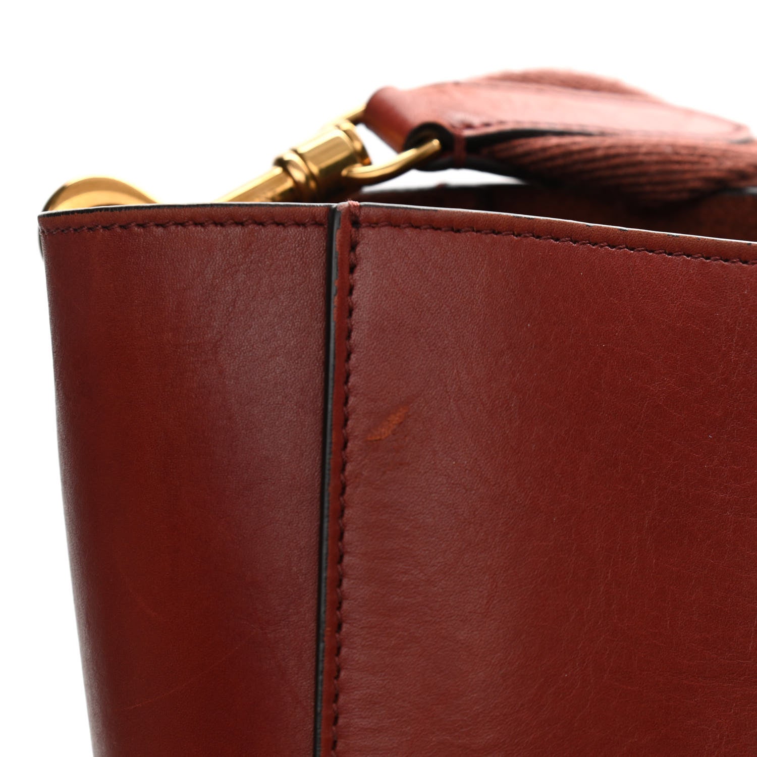 Celine Natural Calfskin Sangle Bucket Bag Red Wood 12 of 15