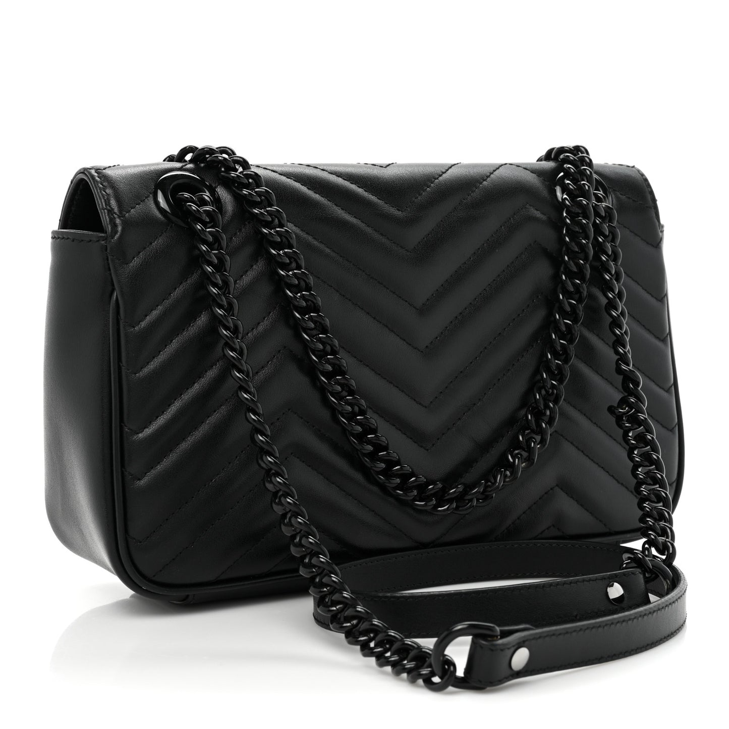 Calfskin Matelasse Monochrome Small GG Marmont Shoulder Bag Black