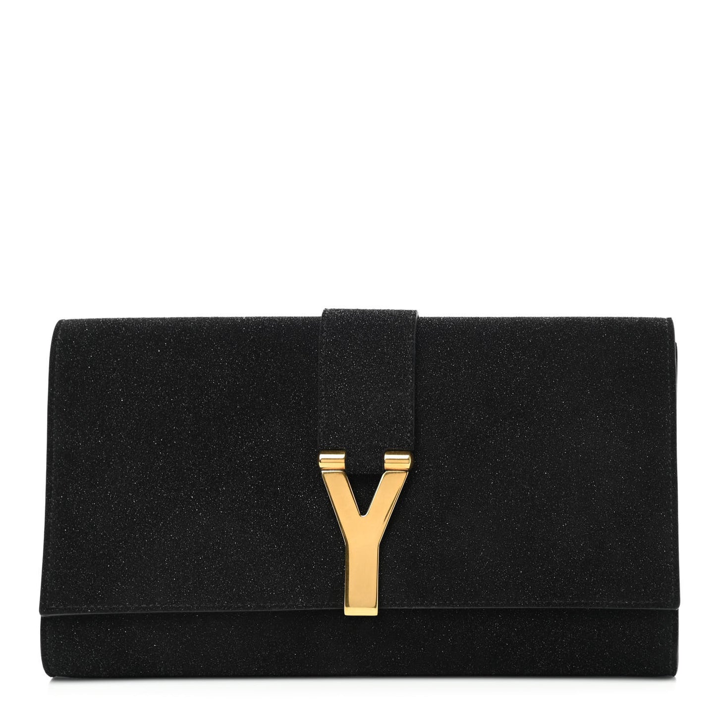 Glitter Calfskin Classic Y Ligne Clutch Black