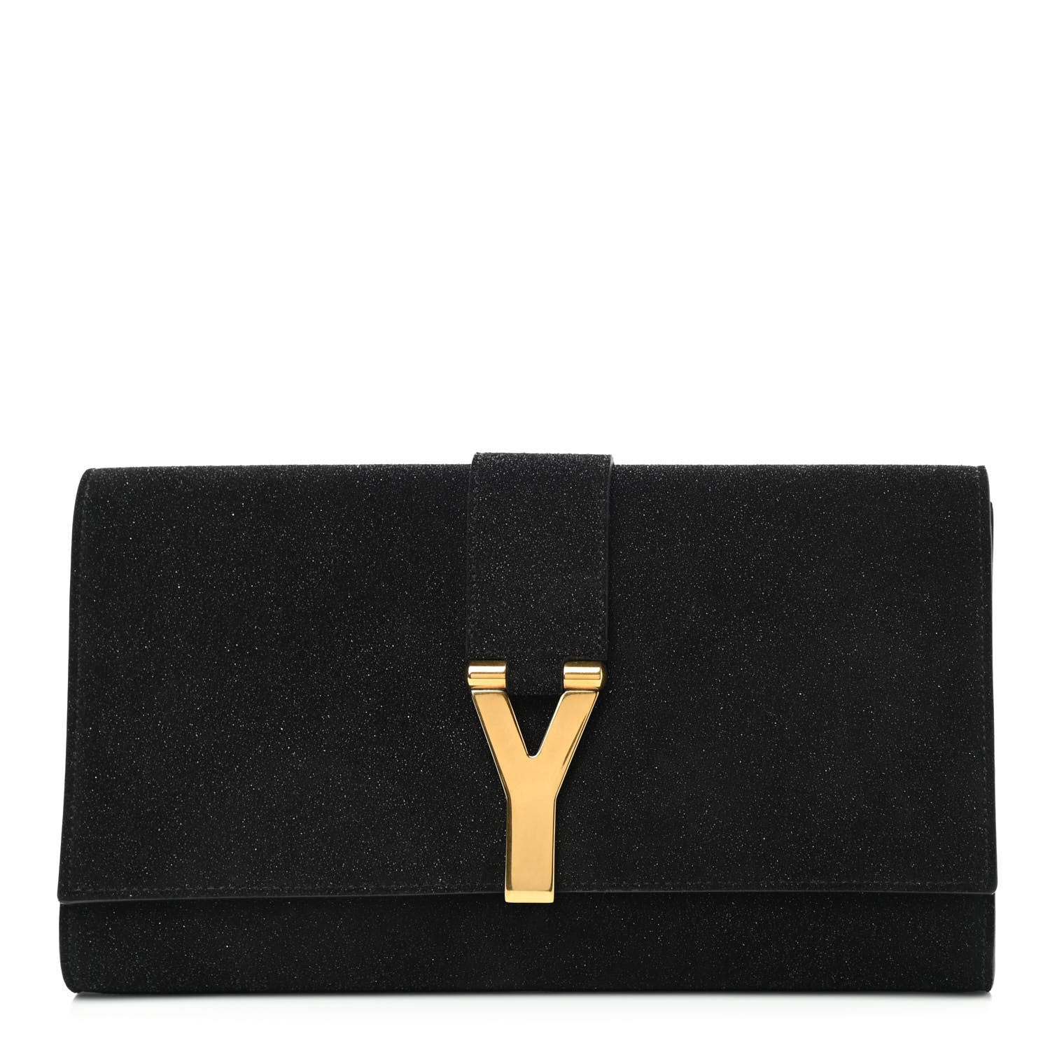 Saint Laurent Glitter Calfskin Classic Y Ligne Clutch Black 1 of 7