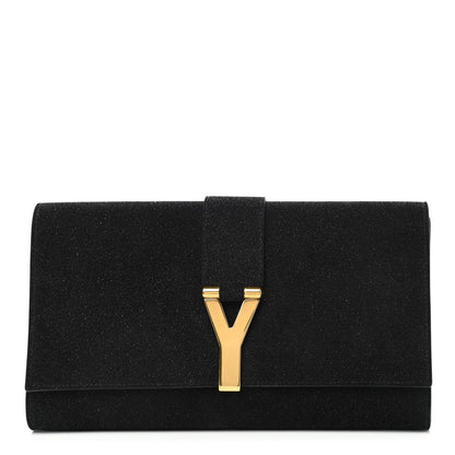 Saint Laurent Glitter Calfskin Classic Y Ligne Clutch Black 1 of 7