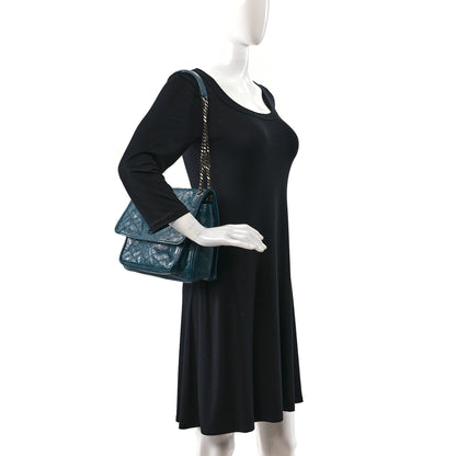 Saint Laurent Crinkled Calfskin Matelasse Monogram Medium Niki Chain Satchel Peacock Green 2 of 10