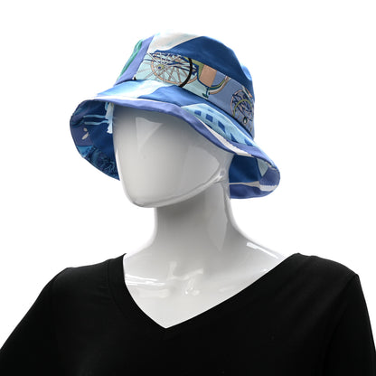 Hermes Silk Carla Patchwork Bucket Hat 59 Bleu 2 of 8
