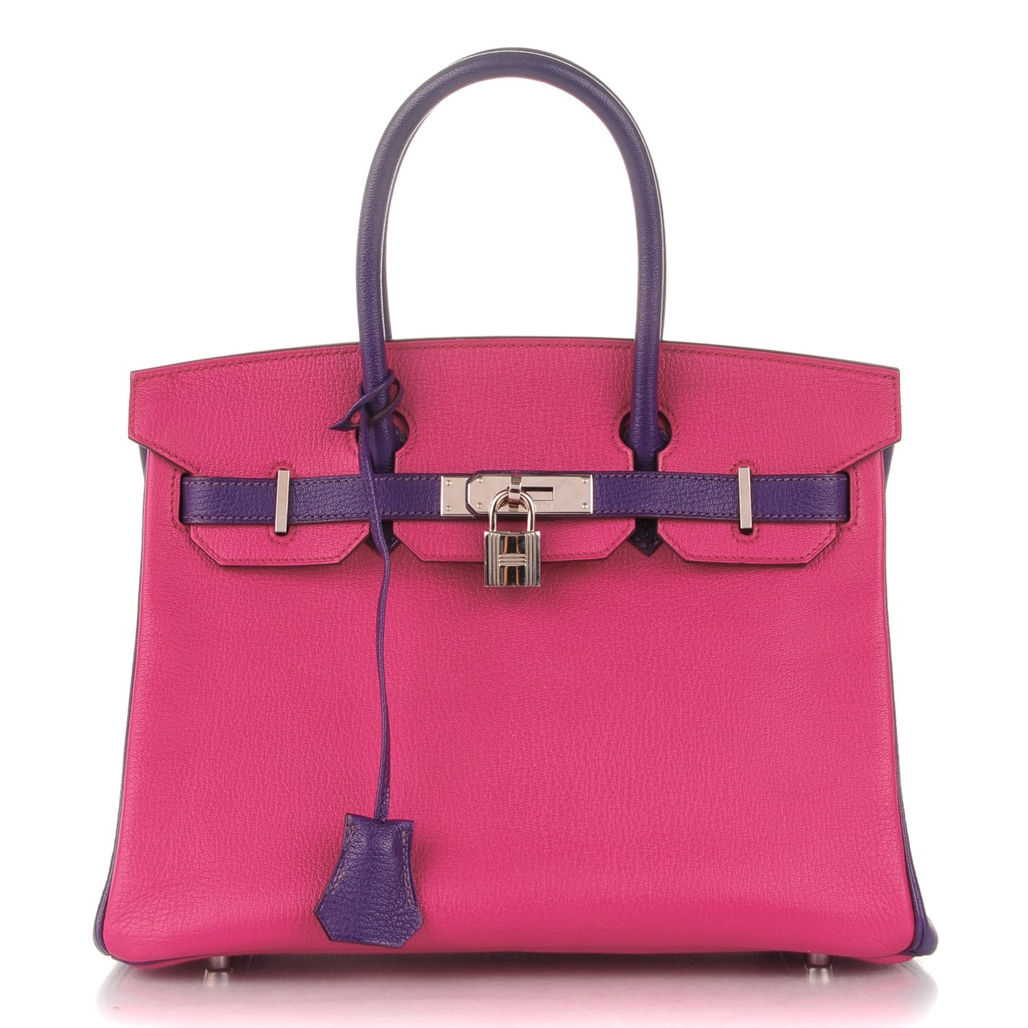 Chevre Bi-Color Horseshoe Birkin 30 Rose Shocking Iris
