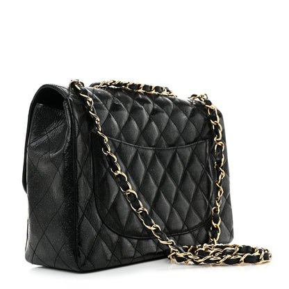 Chanel Patent Quilted Sparkle Glitter Jumbo Single Flap Black 3 of 13