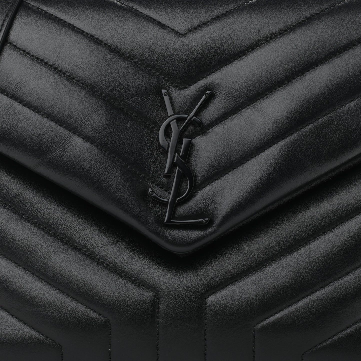 Calfskin Y Quilted Monogram Medium Loulou Chain Satchel Black