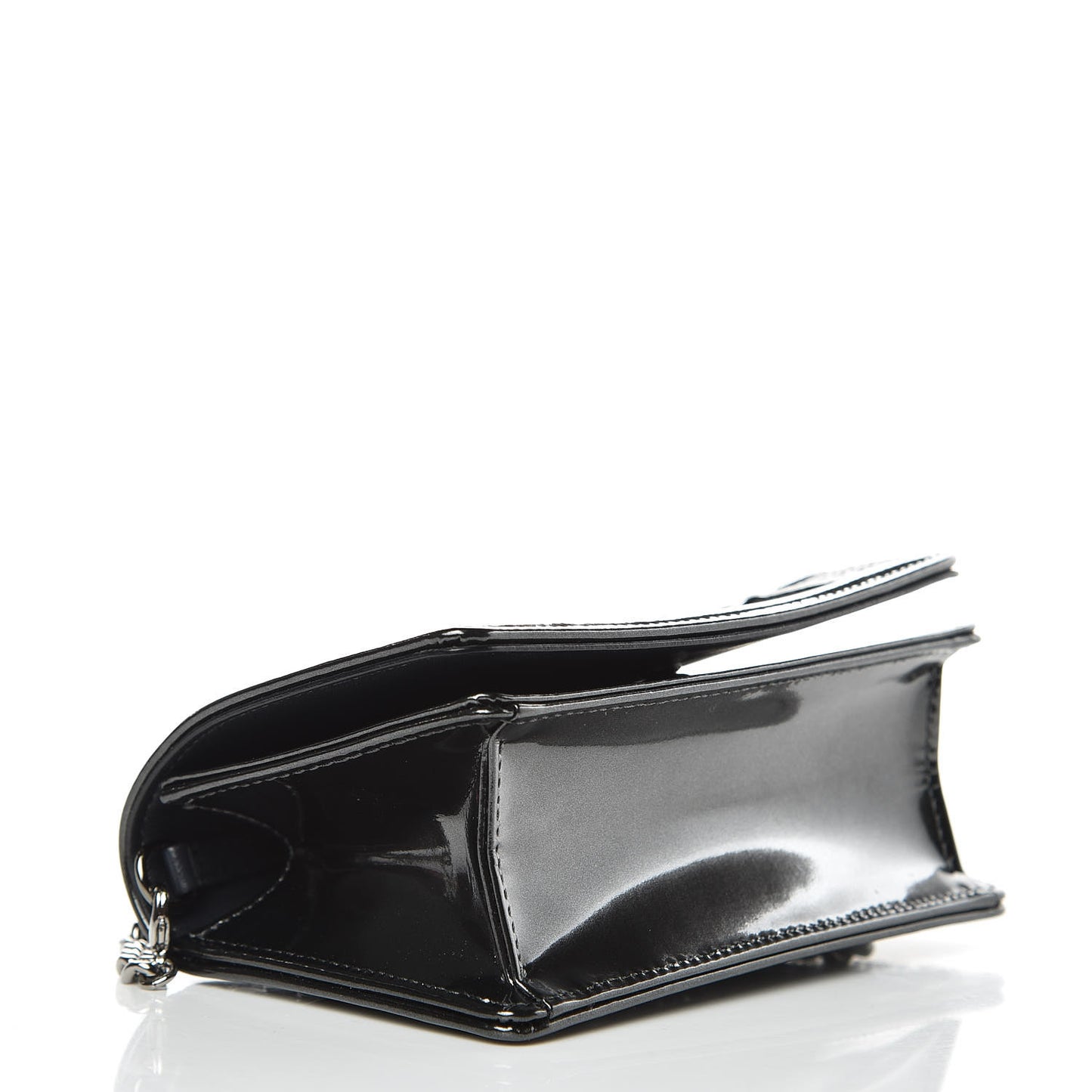 Metallic Patent Micro-Cannage Baby Diorama Flap Bag Onyx Black