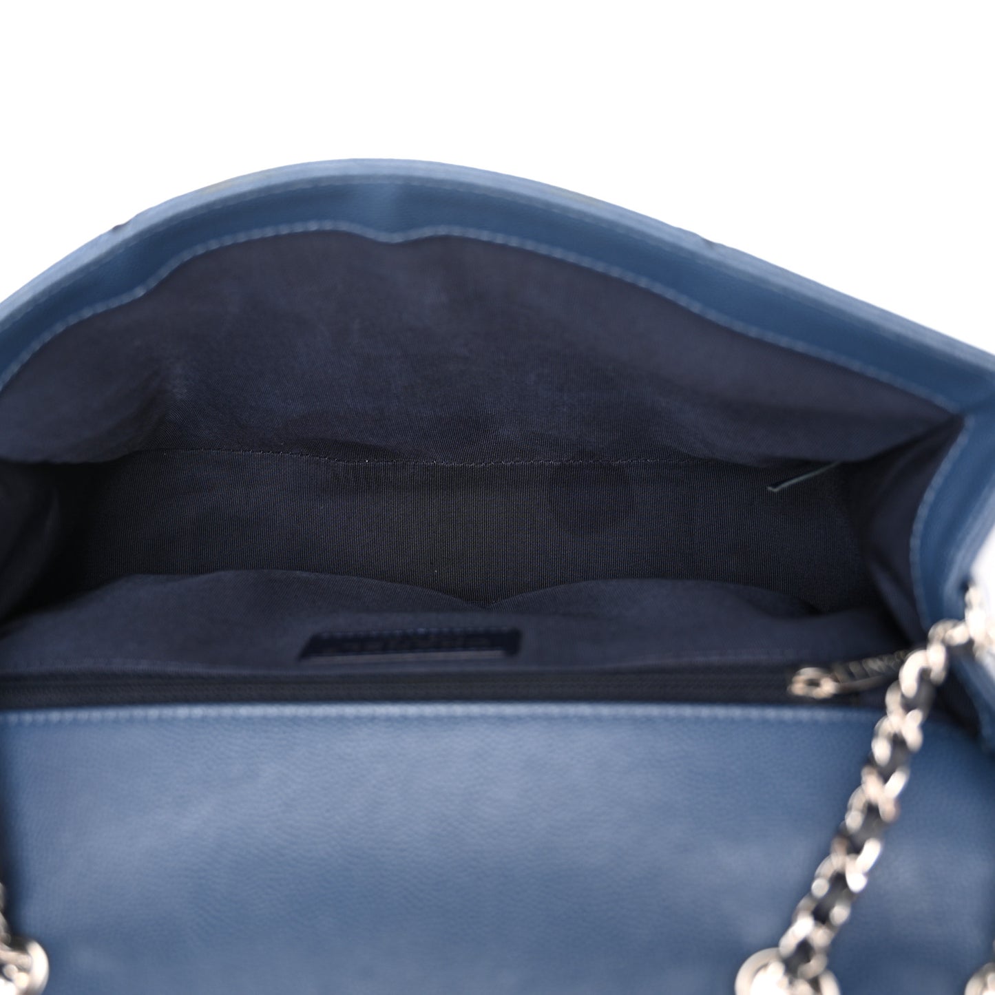 Caviar Macro Chevron Single Flap Blue