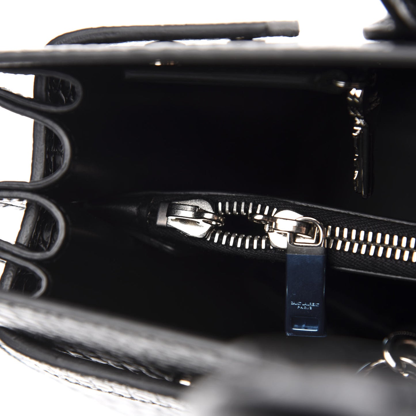 Calfskin Crocodile Embossed Small Sac de Jour Black
