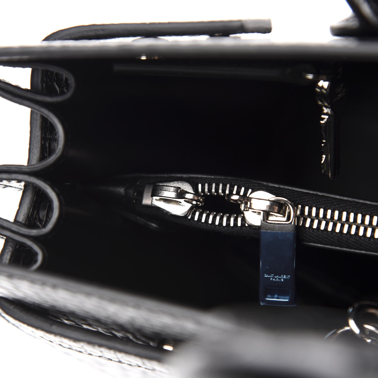 Saint Laurent Calfskin Crocodile Embossed Small Sac de Jour Black 11 of 12