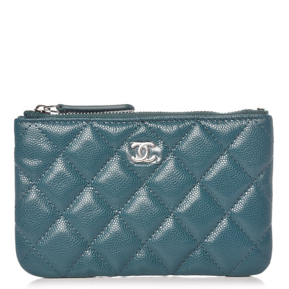 Chanel Caviar Quilted Small Cosmetic Case Dark Turquoise 1 of 8