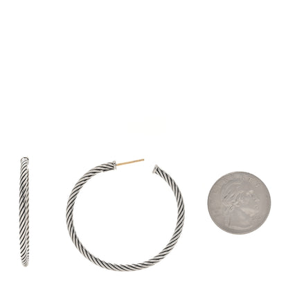 David Yurman Sterling Silver Large Cable Classics Hoop Earrings 1 of 6