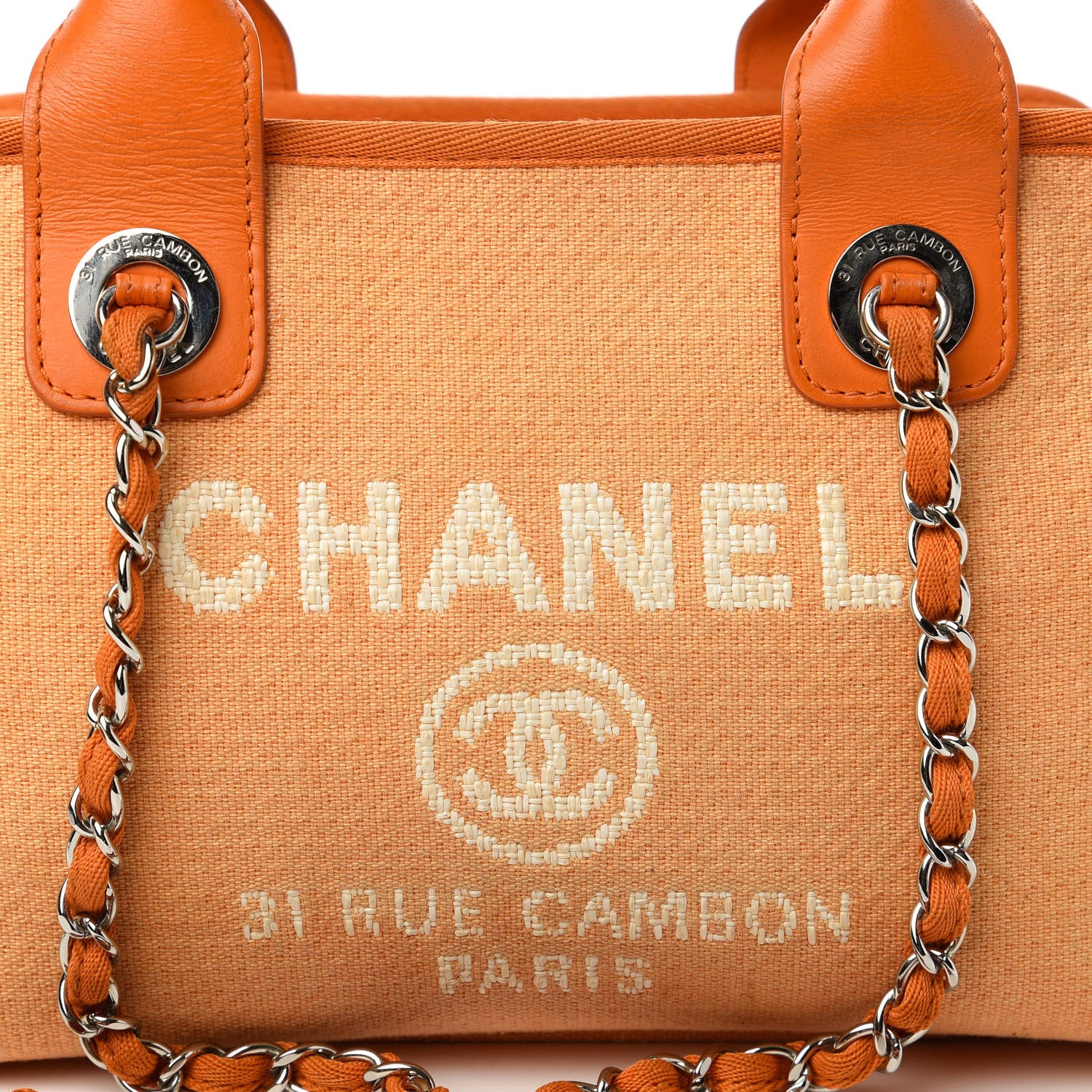 Chanel Canvas Deauville Small Bowling Bag Orange 10 of 10