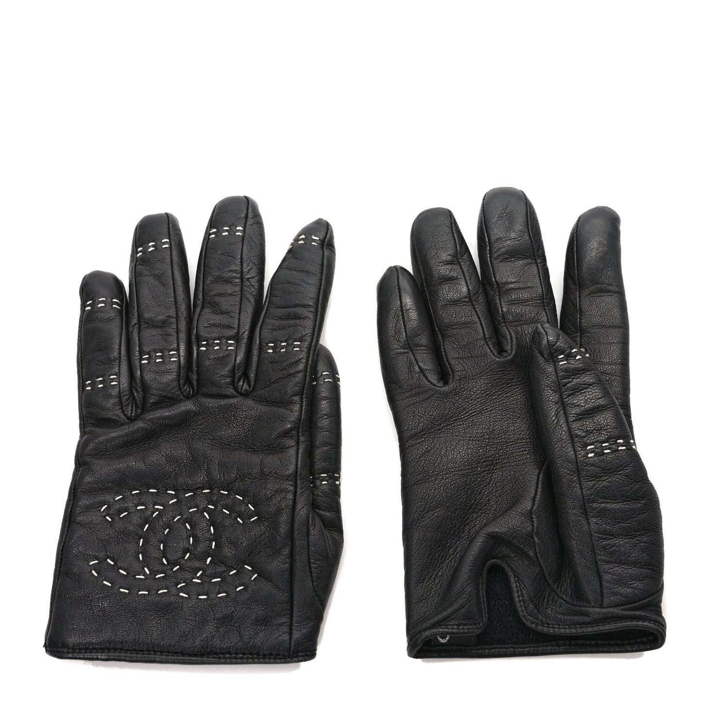 Lambskin Quilted Stitch CC Gloves 6.5 Black