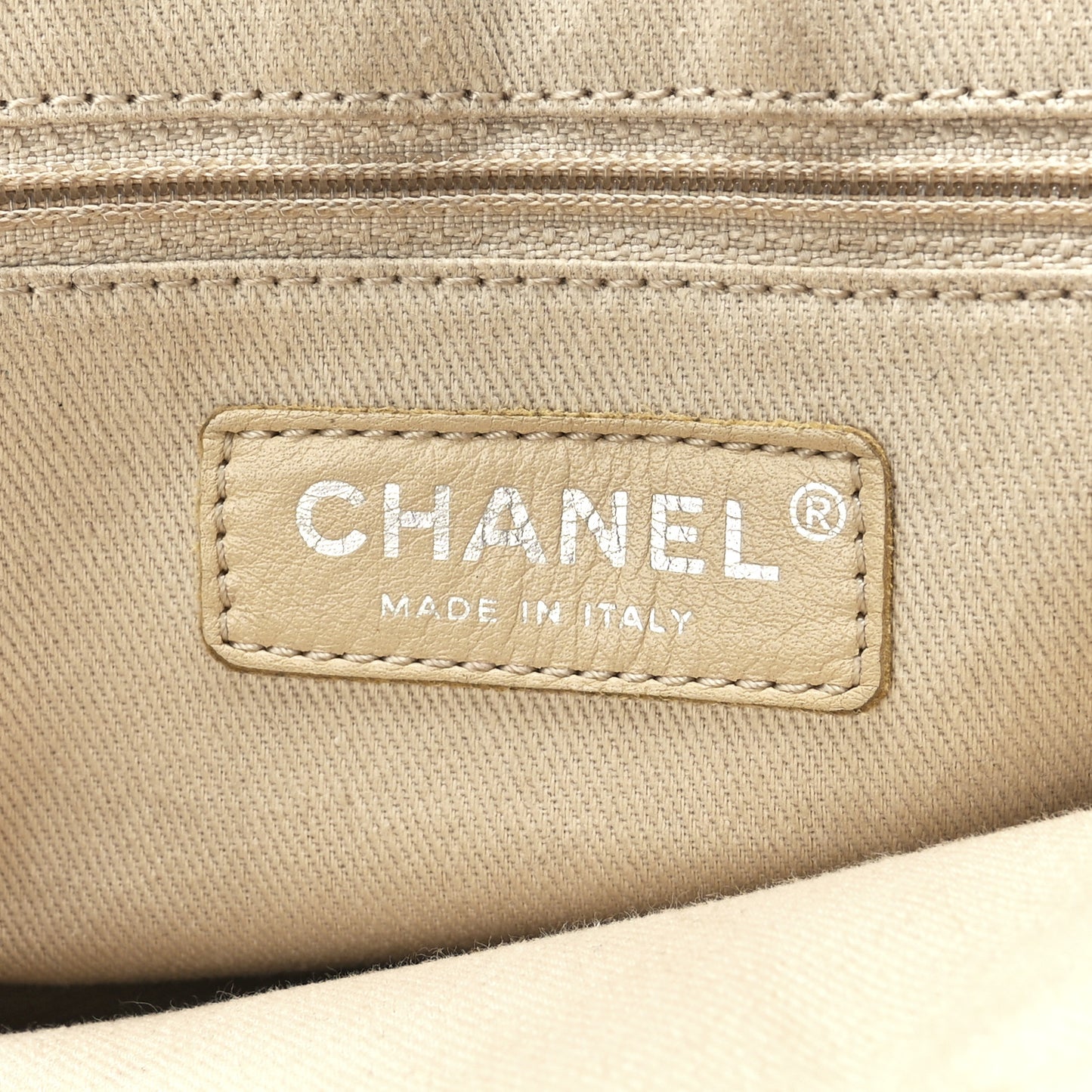Caviar Half Moon Large Flap Beige
