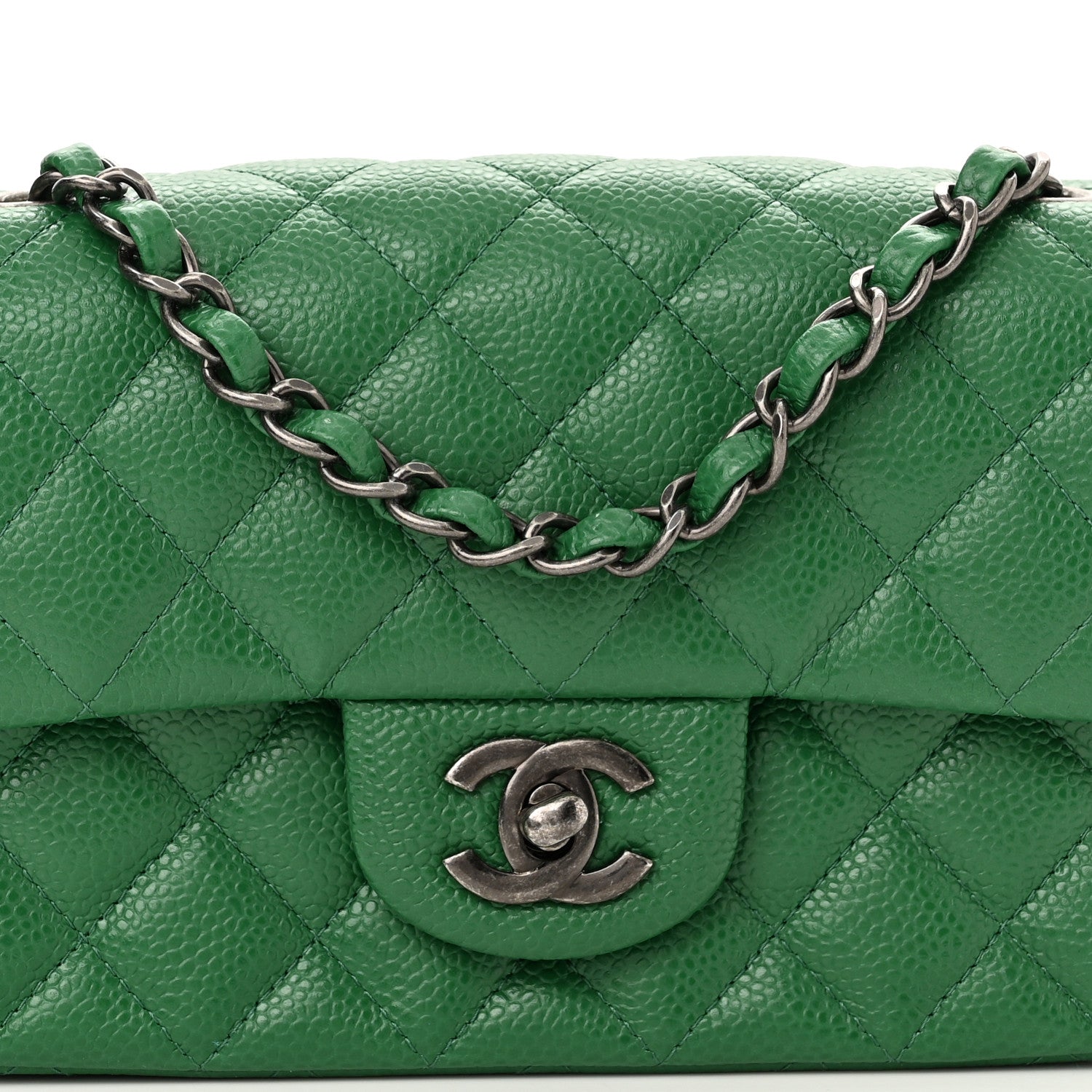 Chanel Caviar Quilted Mini Rectangular Flap Green 7 of 10