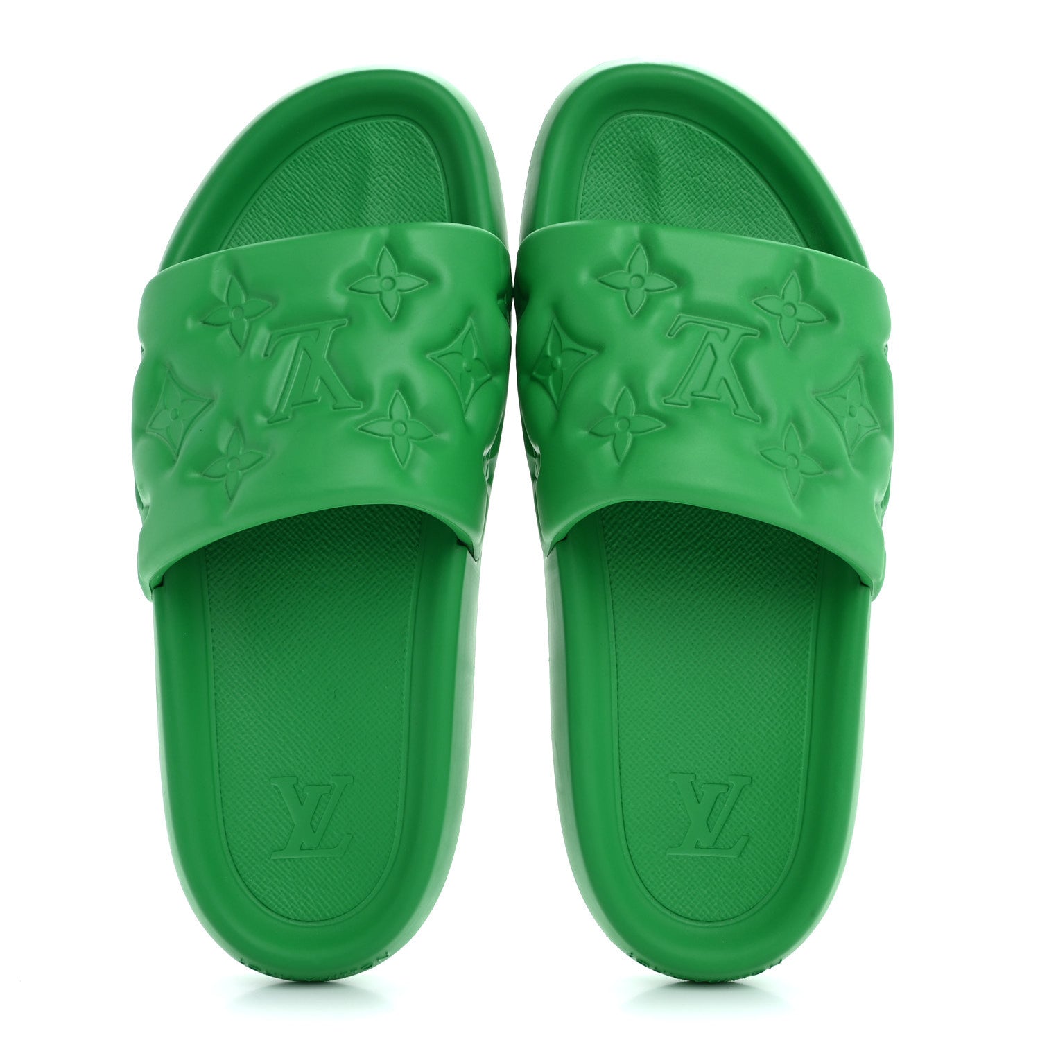 Louis Vuitton Rubber Embossed Monogram Mens Waterfront Mules 10 Green 2 of 14
