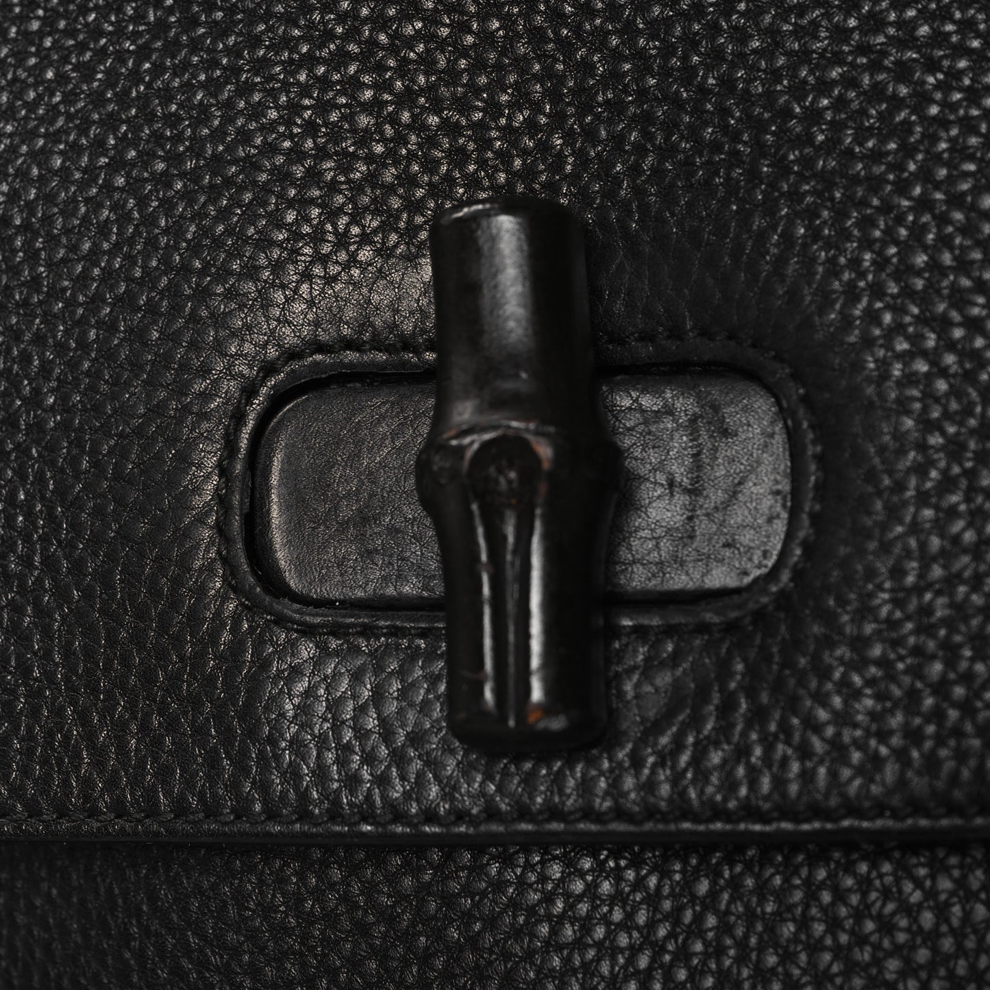 Pebbled Calfskin Large Bamboo Daily Top Handle Bag Black