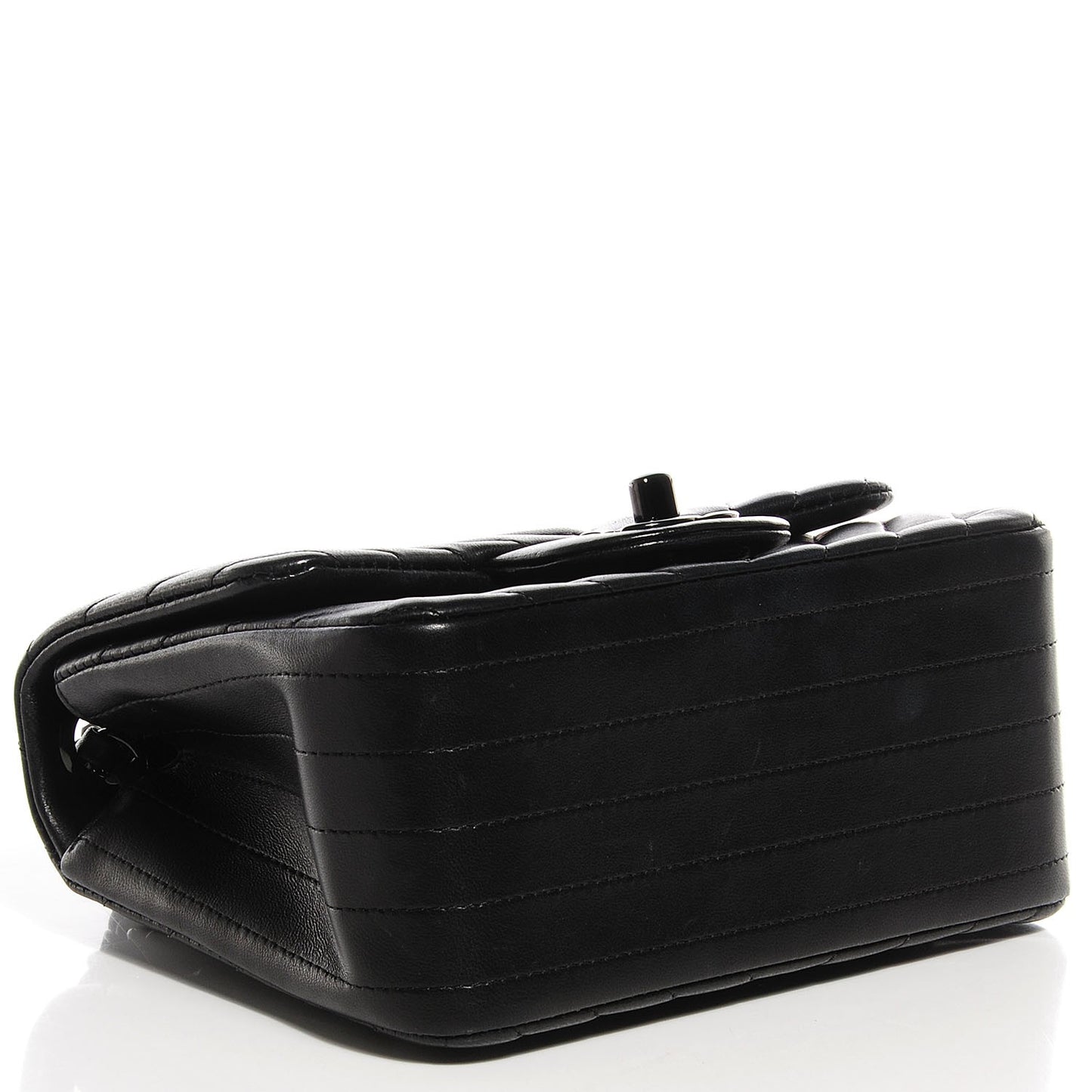 Lambskin Chevron Quilted Mini Square Flap So Black