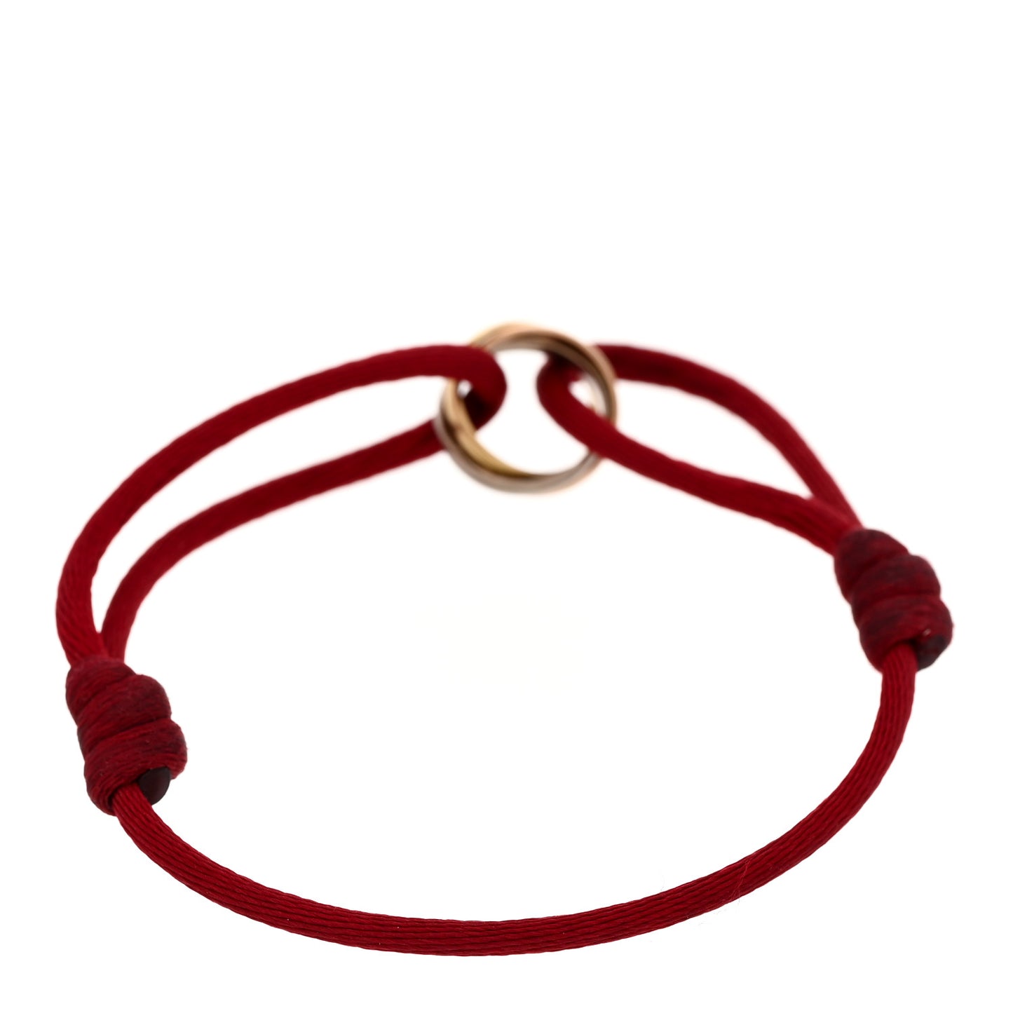 18K Pink Yellow White Gold Trinity Cord Bracelet Red