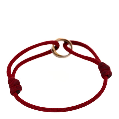 Cartier 18K Pink Yellow White Gold Trinity Cord Bracelet Red 2 of 4