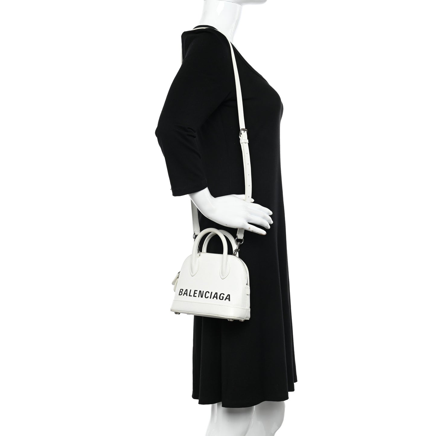 Grained Calfskin XXS Ville Top Handle Bag White Black