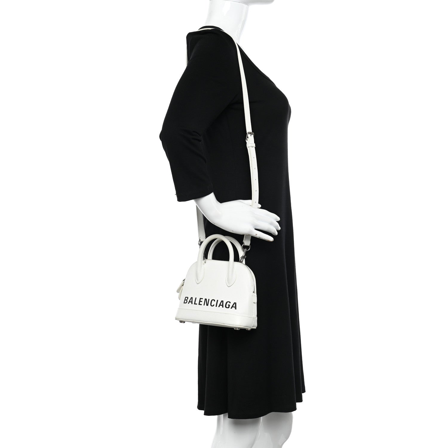Balenciaga Grained Calfskin XXS Ville Top Handle Bag White Black 1 of 12