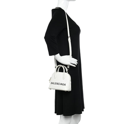Balenciaga Grained Calfskin XXS Ville Top Handle Bag White Black 1 of 12