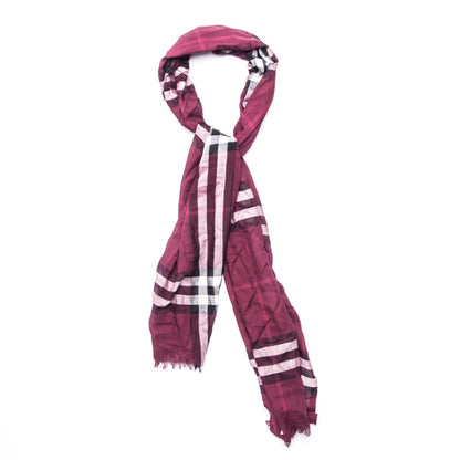 Burberry Wool Silk Giant Check Scarf Purple 1 of 3