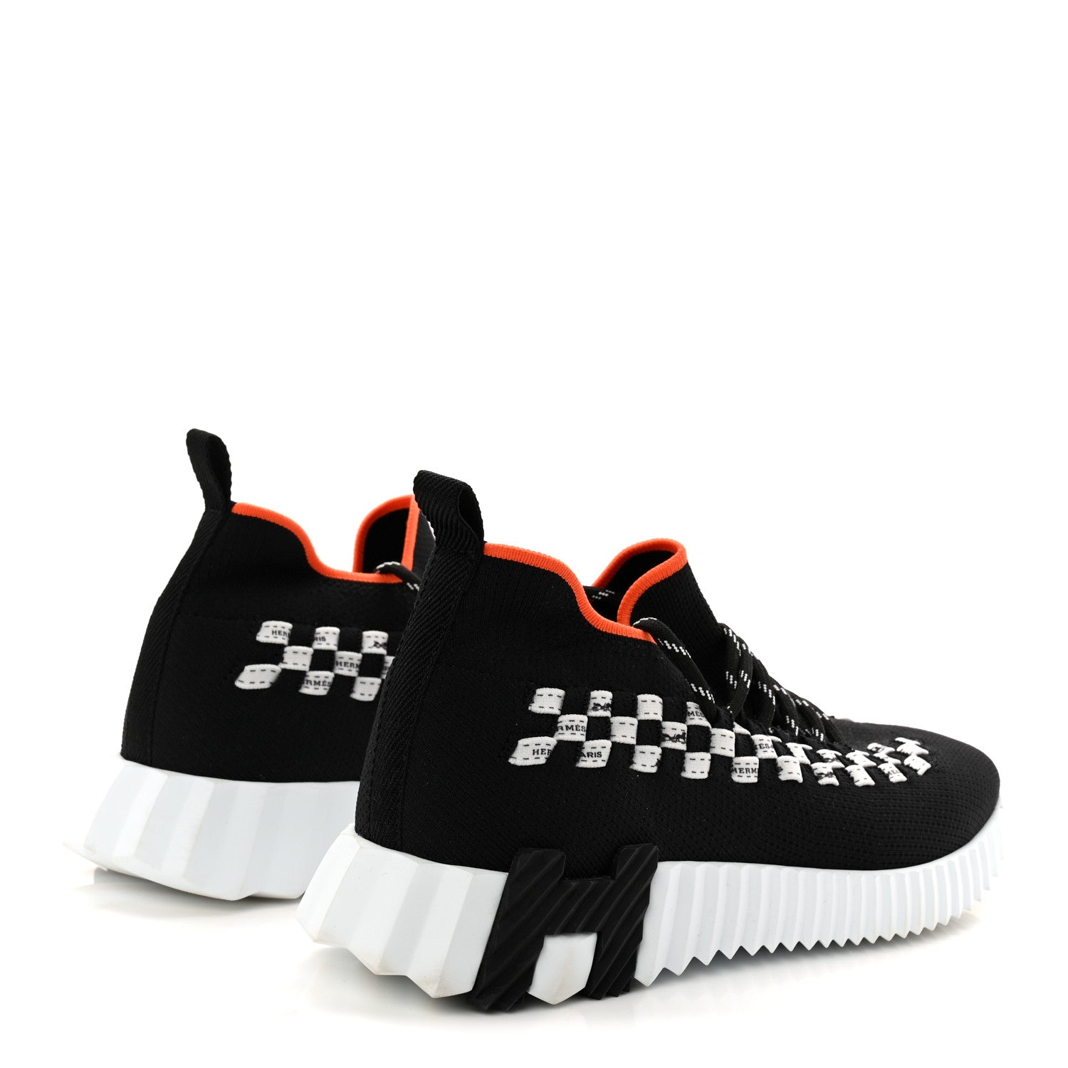Hermes Knit Womens Flex Bolduc Sneakers 37 Black White 5 of 9
