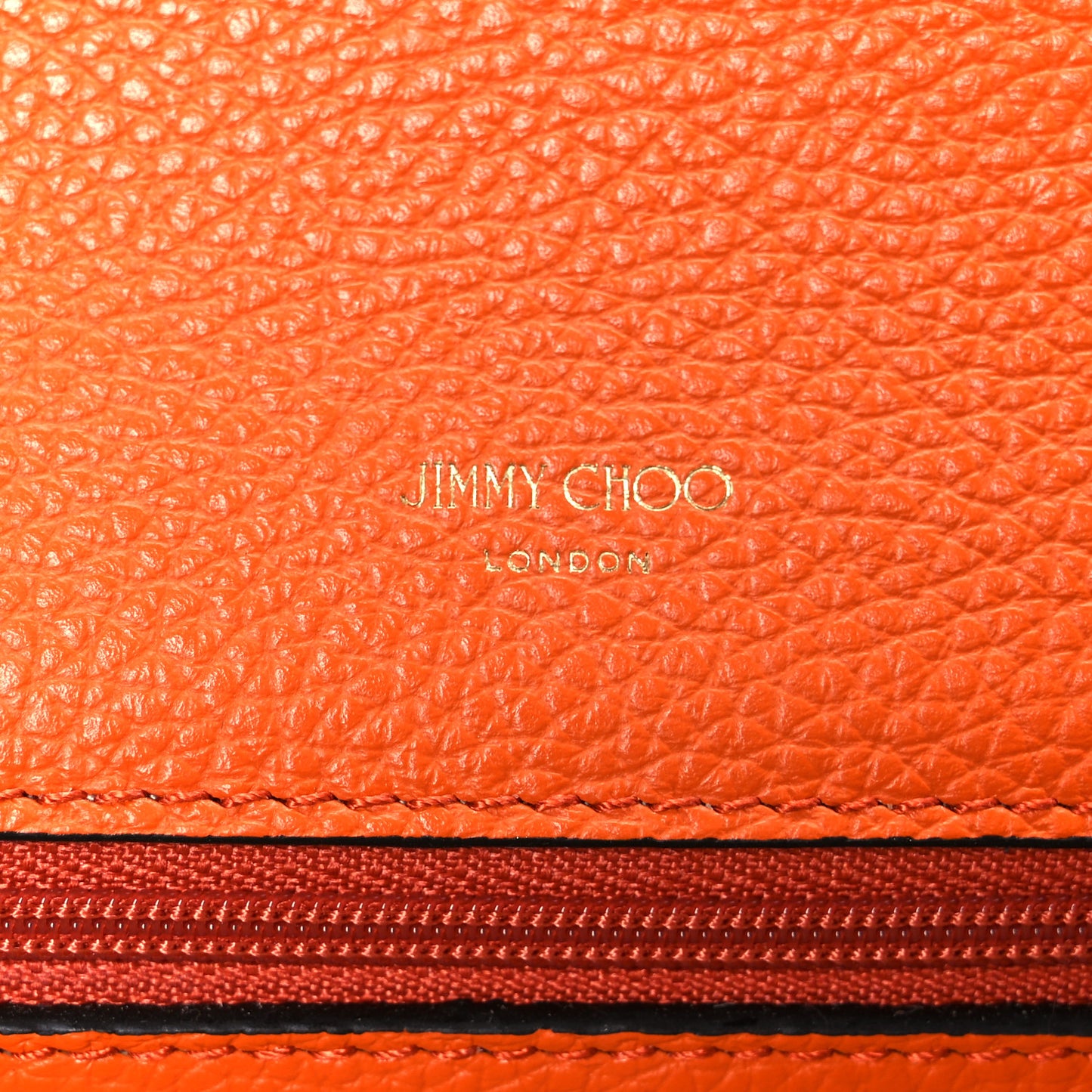 Grainy Calfskin Sonia Wallet On Chain Amber Orange