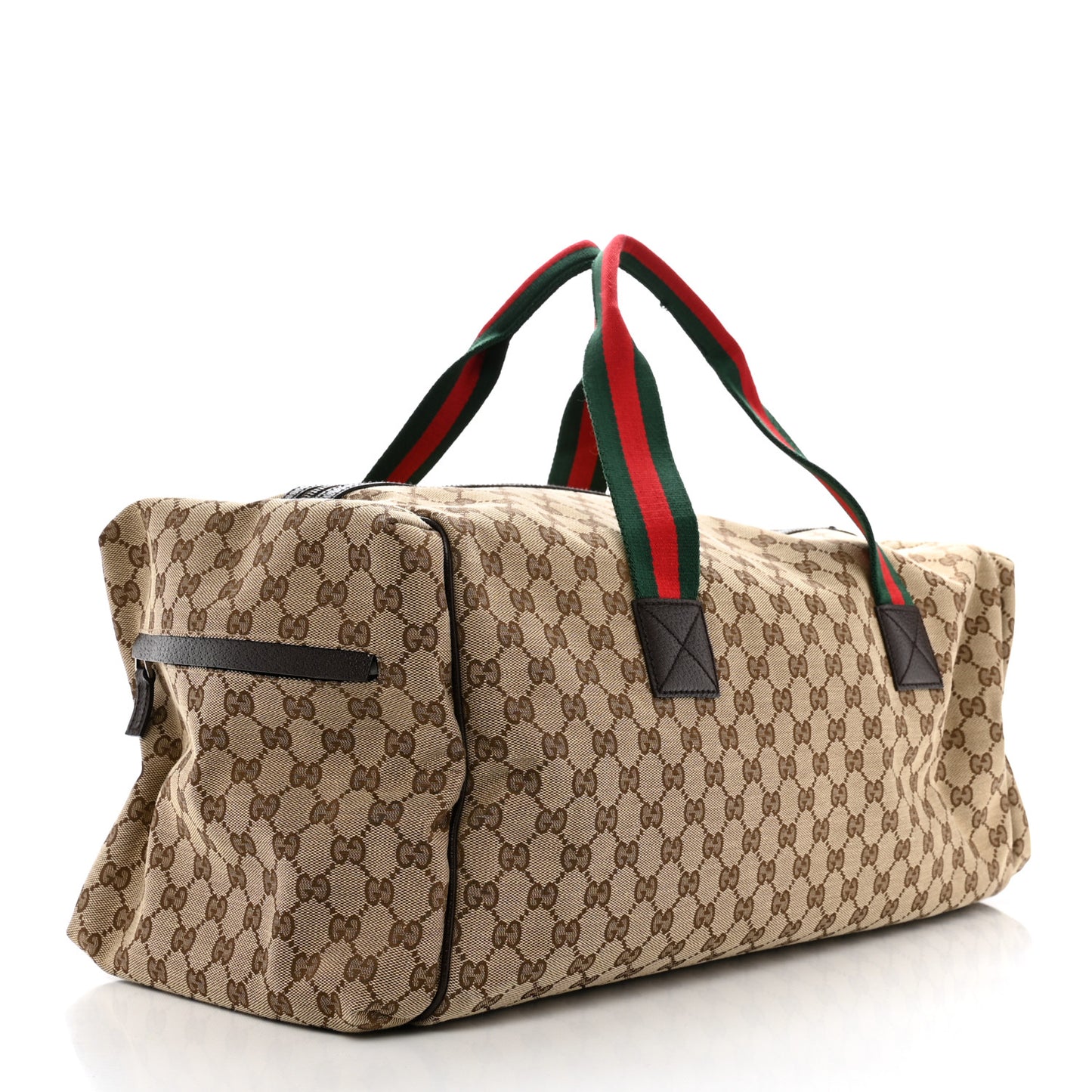 GG Monogram Web Large Collapsible Carry On Duffle Beige Brown