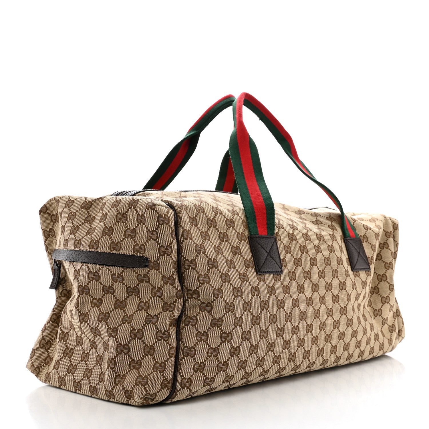 Gucci GG Monogram Web Large Collapsible Carry On Duffle Beige Brown 2 of 9
